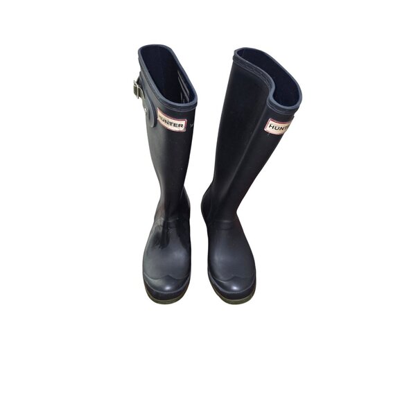 Hunter Original Tall Rubber Rain Boots Women Size 6 Navy Blue Waterproof - Picture 1 of 8
